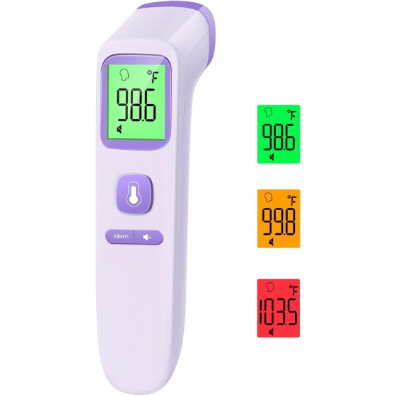 yuxjie No-Touch Thermometer for Adults and Kids, Digital Health Thermometer with Fever Alarm, 1 Second Result, Accurate & Easy to use, Purple
