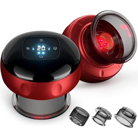 lqqtsg 2 Pack Cupping Set, 7-in-1 Smart Cupping Therapy Massager. Red Light Cupping Therapy Set with 2 Modes for Targeted Muscle Soreness,Tighter Skin,Cupping Kit with 20 Levels Suction and Heat