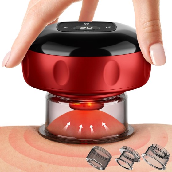 lqqtsg 1 Pack Cupping Set, 7-in-1 Smart Cupping Therapy Massager. Red Light Cupping Therapy Set with 2 Modes for Targeted Muscle Soreness,Tighter Skin,Cupping Kit with 12 Levels Suction and Heat