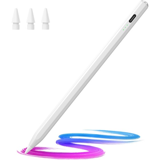 hnmjmi Stylus Pen for iPad(2018-2026)-13 Mins Fast Charge with Tilt Sensitivity & Palm Rejection for iPad 11/10/9/8/7/6th Gen, Air 5/4/3/M4/M3/M2, Pro 13"/12.9"/11"/M4, Mini 7/6/5th, White